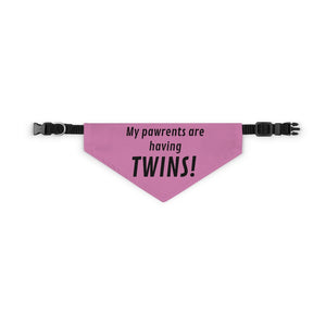 Twins Arrival Announcement Pet Bandana Collar Pink