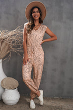 Load image into Gallery viewer, Animal Print Capped Sleeve Jogger Jumpsuit with Pockets
