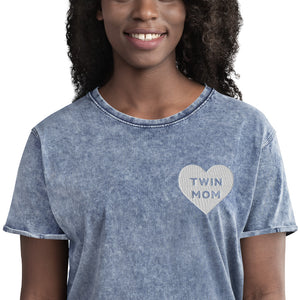 Twin Mom Heart Denim T-Shirt