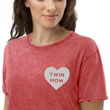 Load image into Gallery viewer, Twin Mom Heart Denim T-Shirt